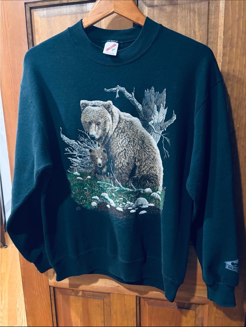 Vintage 80’s JERZEES Bear With Cub Crewneck Sweatshirt